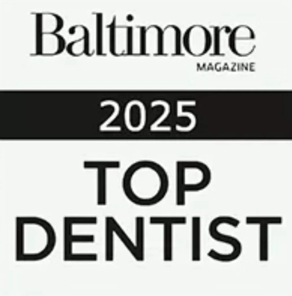 Baltimore Magazine 2025 Top Dentist award logo for West Periodontics and Dental Implants, showcasing recognition in advanced periodontal care.